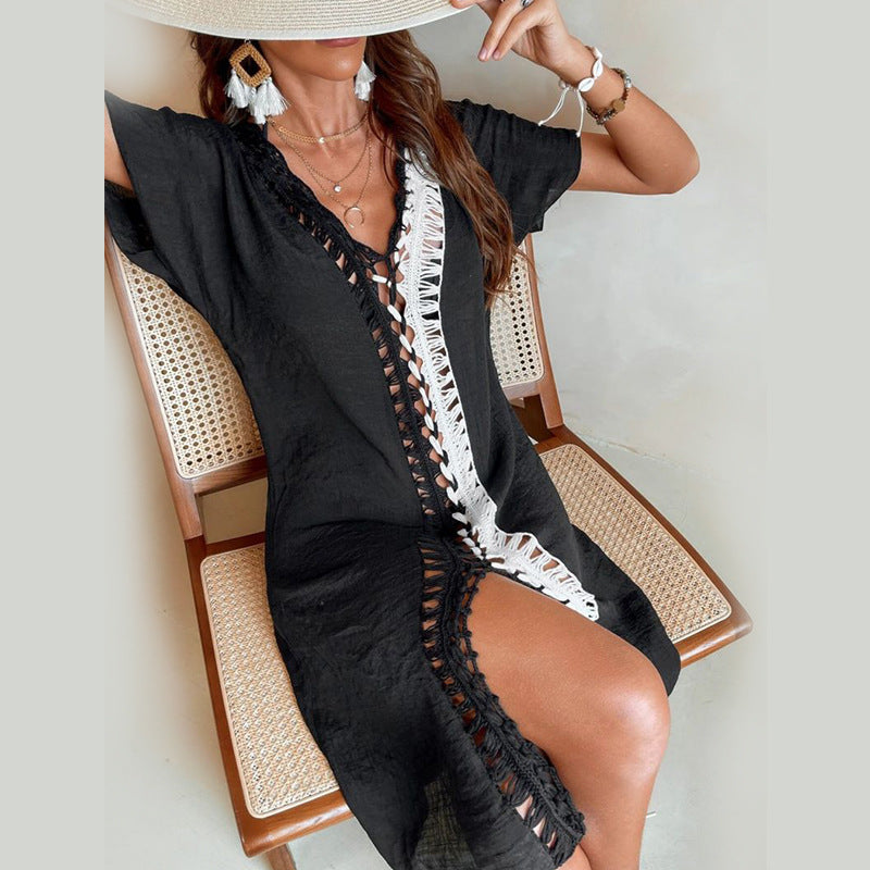 Dames Élégante robe de plage avec superposition en dentelle Chic und Stil