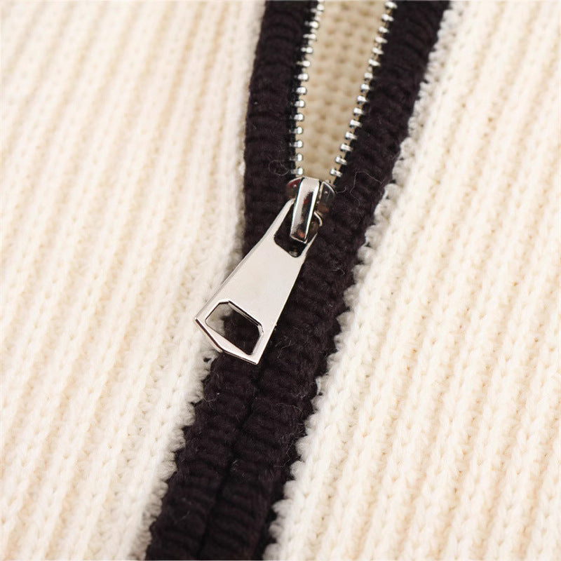 Dames cardigan avec fermeture éclair élégante et détails contrastés Chic und Stil