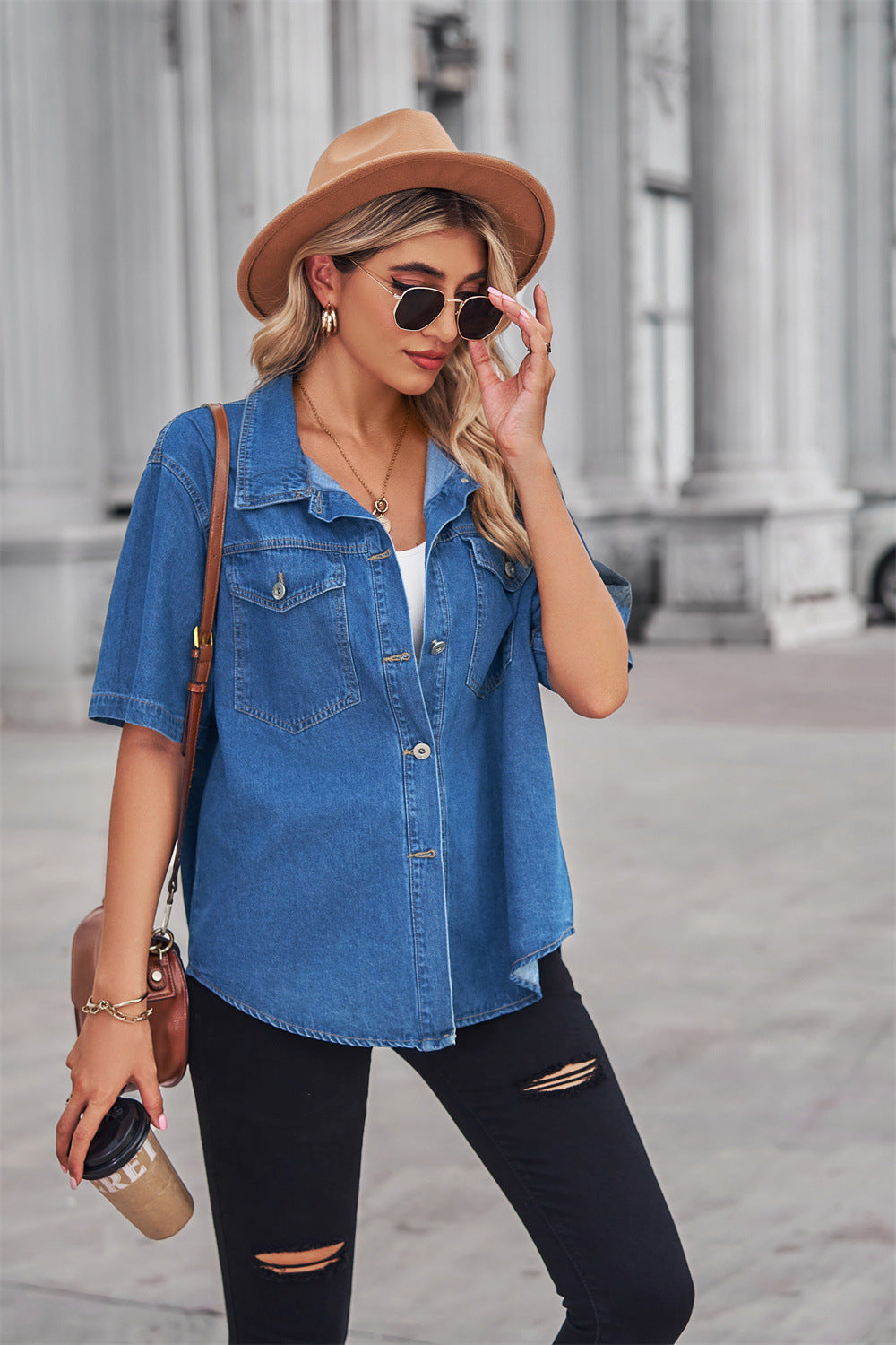 Veste en jean décontractée pour femmes avec poches poitrine pratiques et coupe moderne Chic und Stil