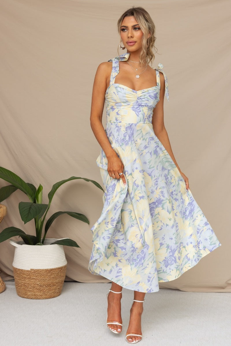 Robe midi à liens floraux Chic und Stil pour femmes