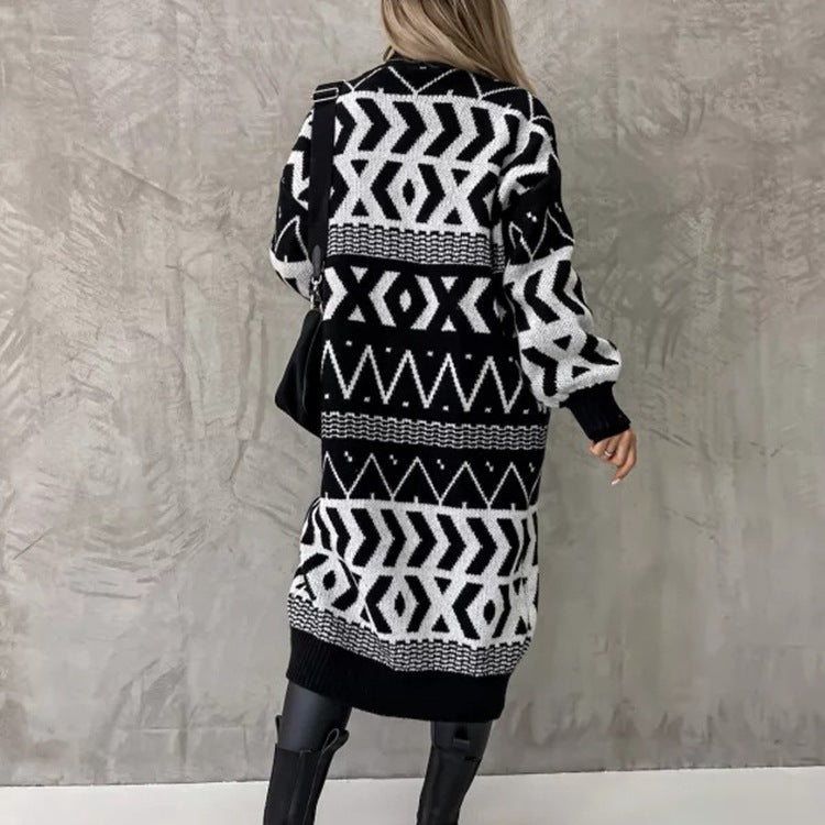 Cardigan femme en grosse maille avec motif graphique et coupe ouverte Chic und Stil