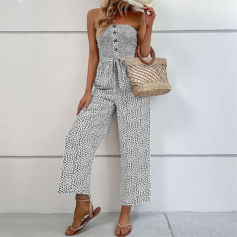 combinaison sans manche pour femmes à jambes larges avec détails de boutons Chic und Stil