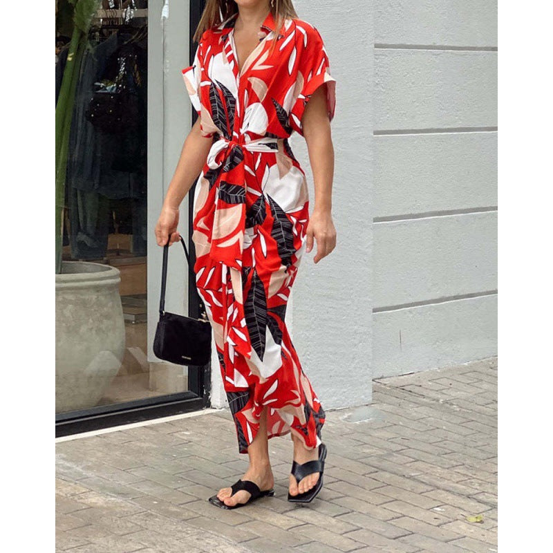 Robe maxi à nouer à l'avant avec imprimé floral Chic und Stil