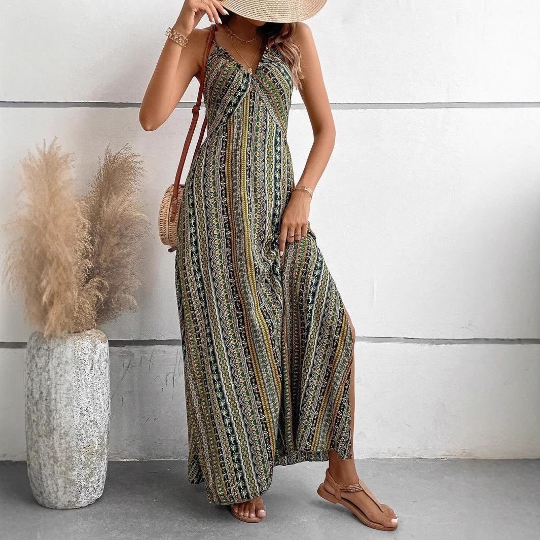 Robe maxi bohémienne à bretelles pour femmes Chic und Stil