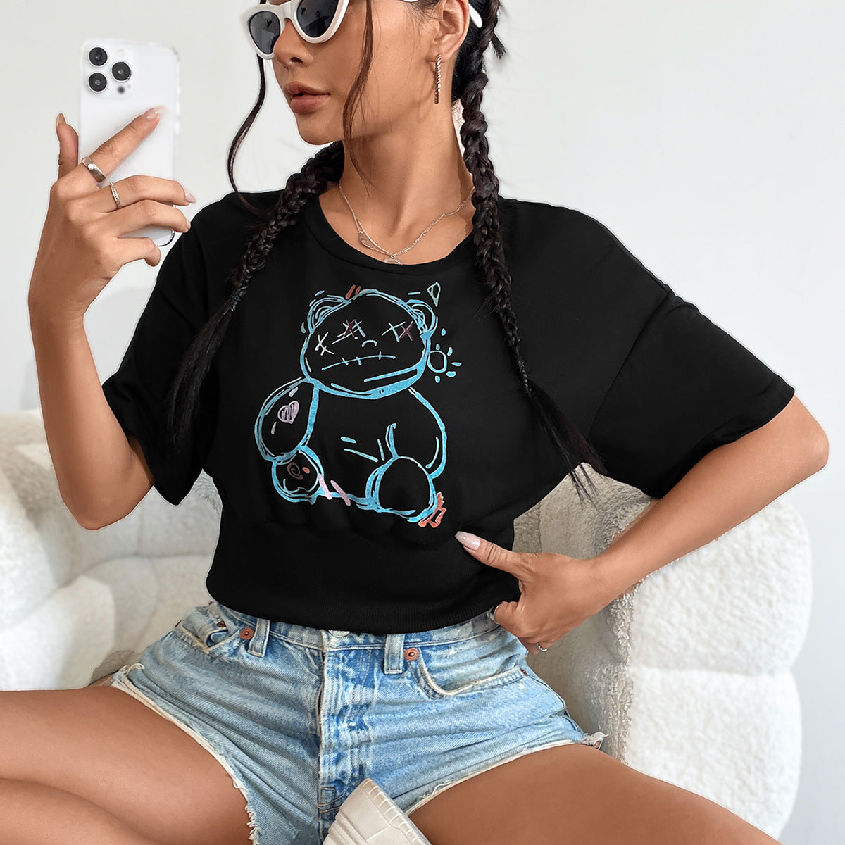 T-shirt oversized pour femmes avec design graphique en coton Chic und Stil
