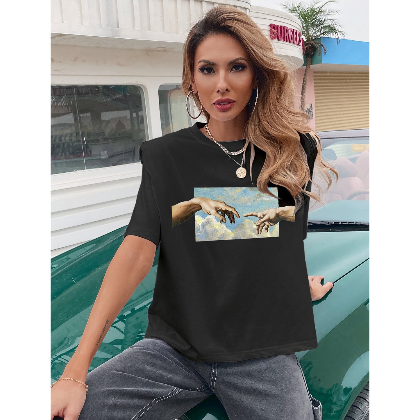 T-shirt pour femmes avec impression artistique et coupe décontractée Chic und Stil