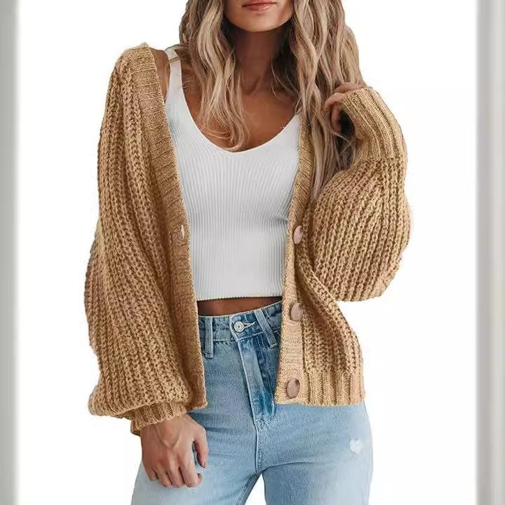 Cardigan en maille épaisse pour femme avec détails en bouton et coupe ample Chic und Stil