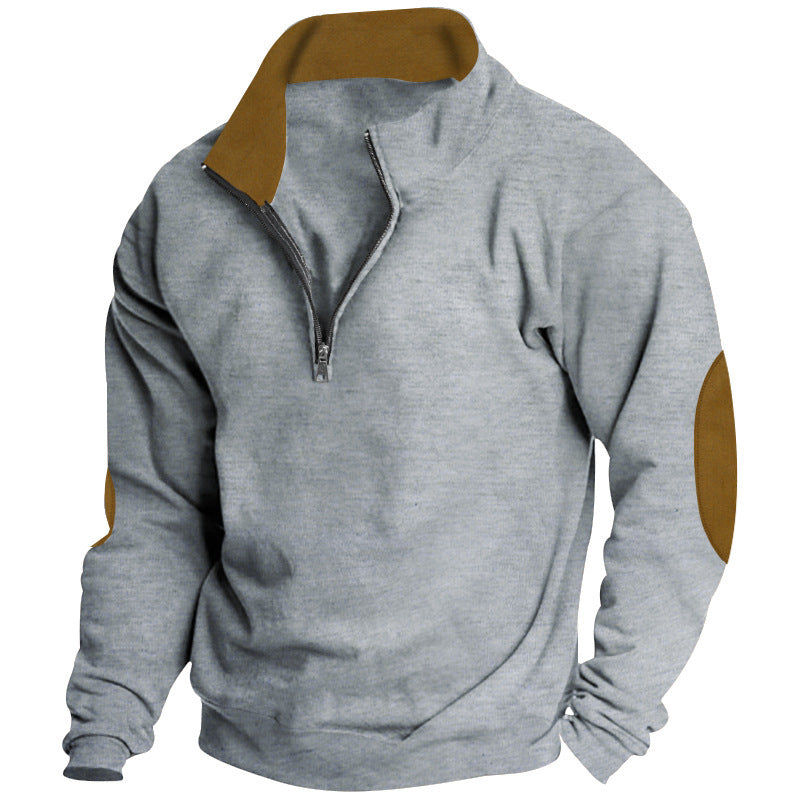 Pull confortable pour hommes avec demi-fermeture éclair et élégants patchs aux coudes Chic und Stil