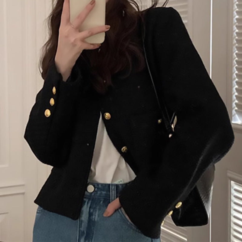 Blazer boutonné en tricot texturé pour femme Chic und Stil