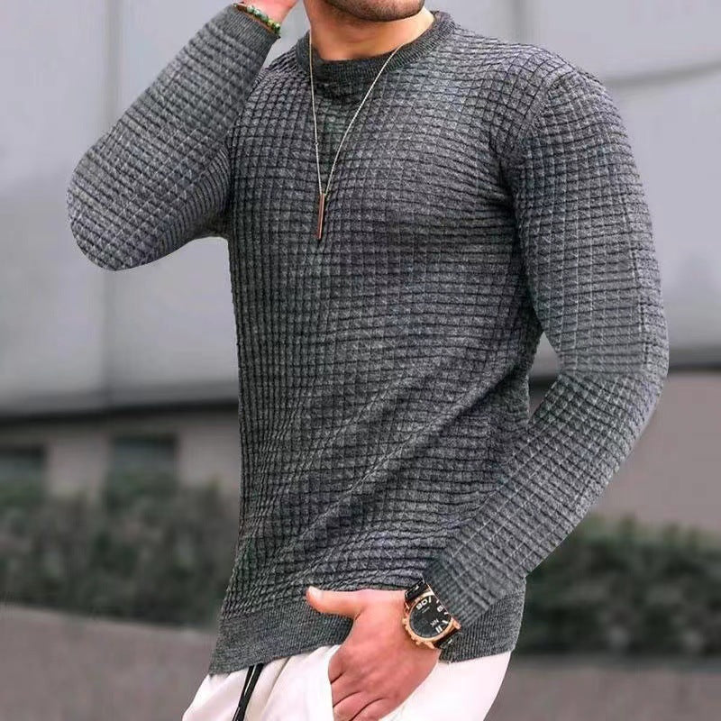 Pull élégant structuré pour hommes avec col rond et manches longues Chic und Stil