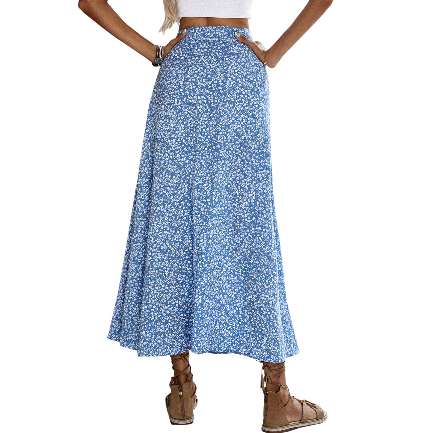 Jupe maxi femme avec détails de boutons et motif floral Chic und Stil