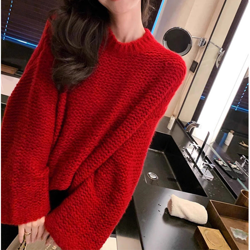 Pull en tricot surdimensionné confortable pour femme avec manches cloche Chic und Stil