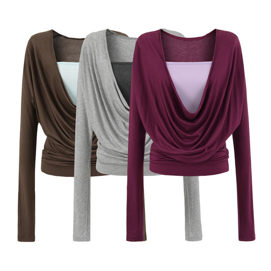 Chemise à manches longues décontractée pour femmes avec un design de drapé raffiné Chic und Stil