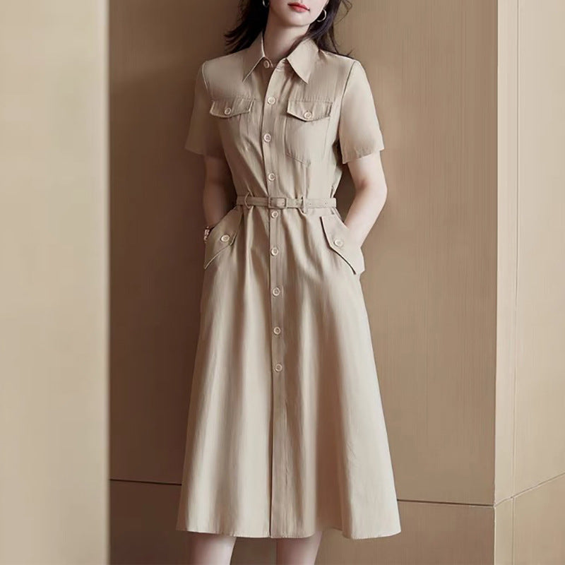 Robe chemise utilitaire à manches courtes pour femmes Chic und Stil