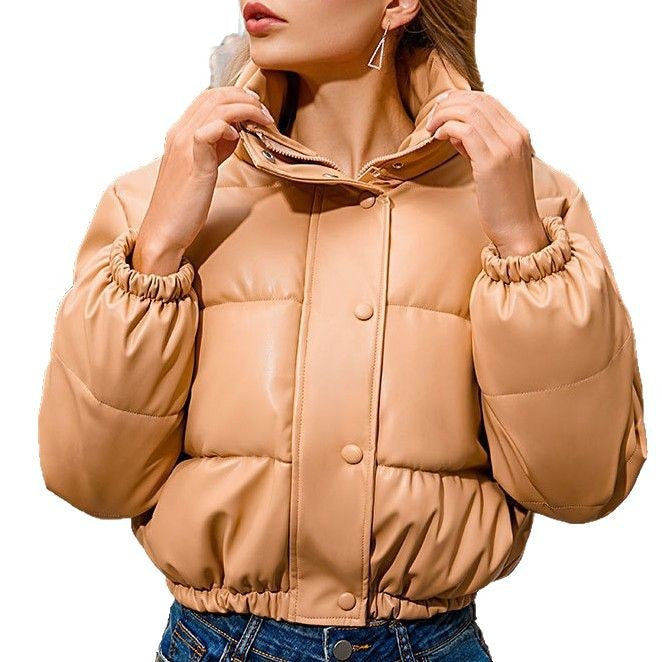 Dames doudoune d'hiver matelassée à coupe courte et poignets pratiques Chic und Stil