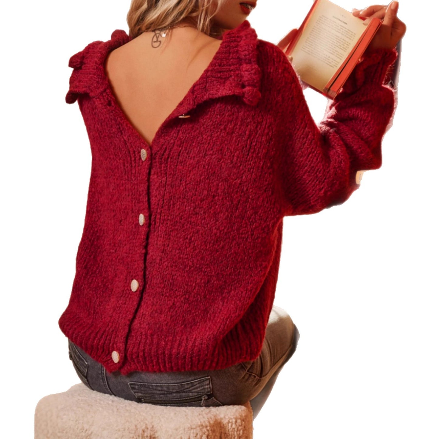 Pull en laine pour femme avec décolleté plongeant au dos Chic und Stil