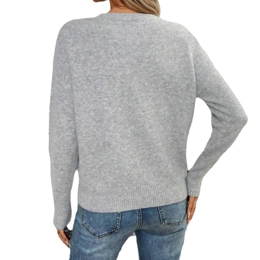 Pull en tricot pour femmes avec motif floral et col rond Chic und Stil