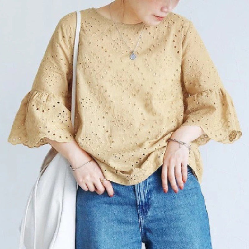 Blouse brodée à trou pour les femmes Chic und Stil