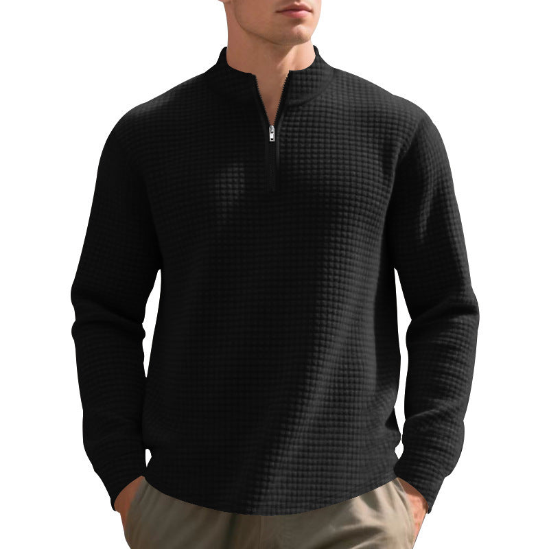 Pull pour hommes en polaire avec col montant, fermeture éclair et design structuré Chic und Stil