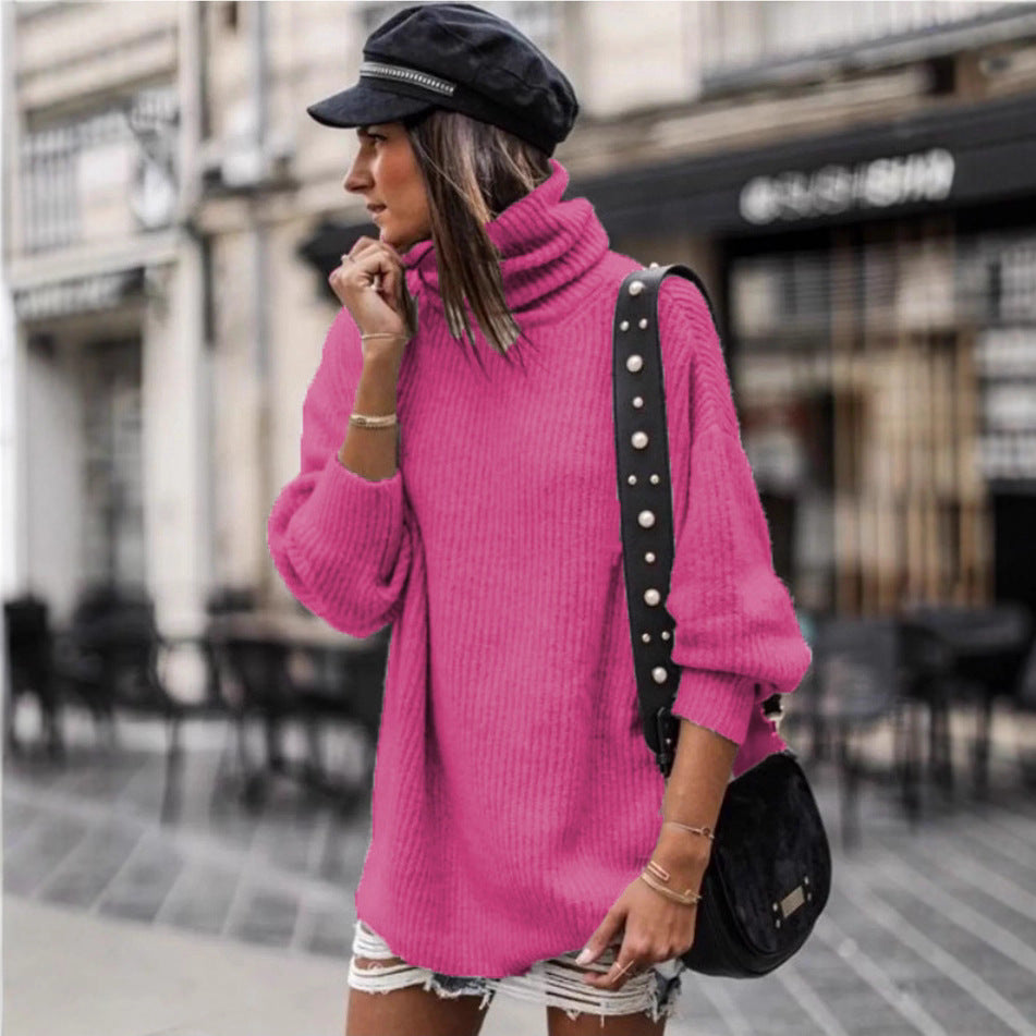 Pull en gros tricot pour femmes avec col montant et coupe décontractée Chic und Stil