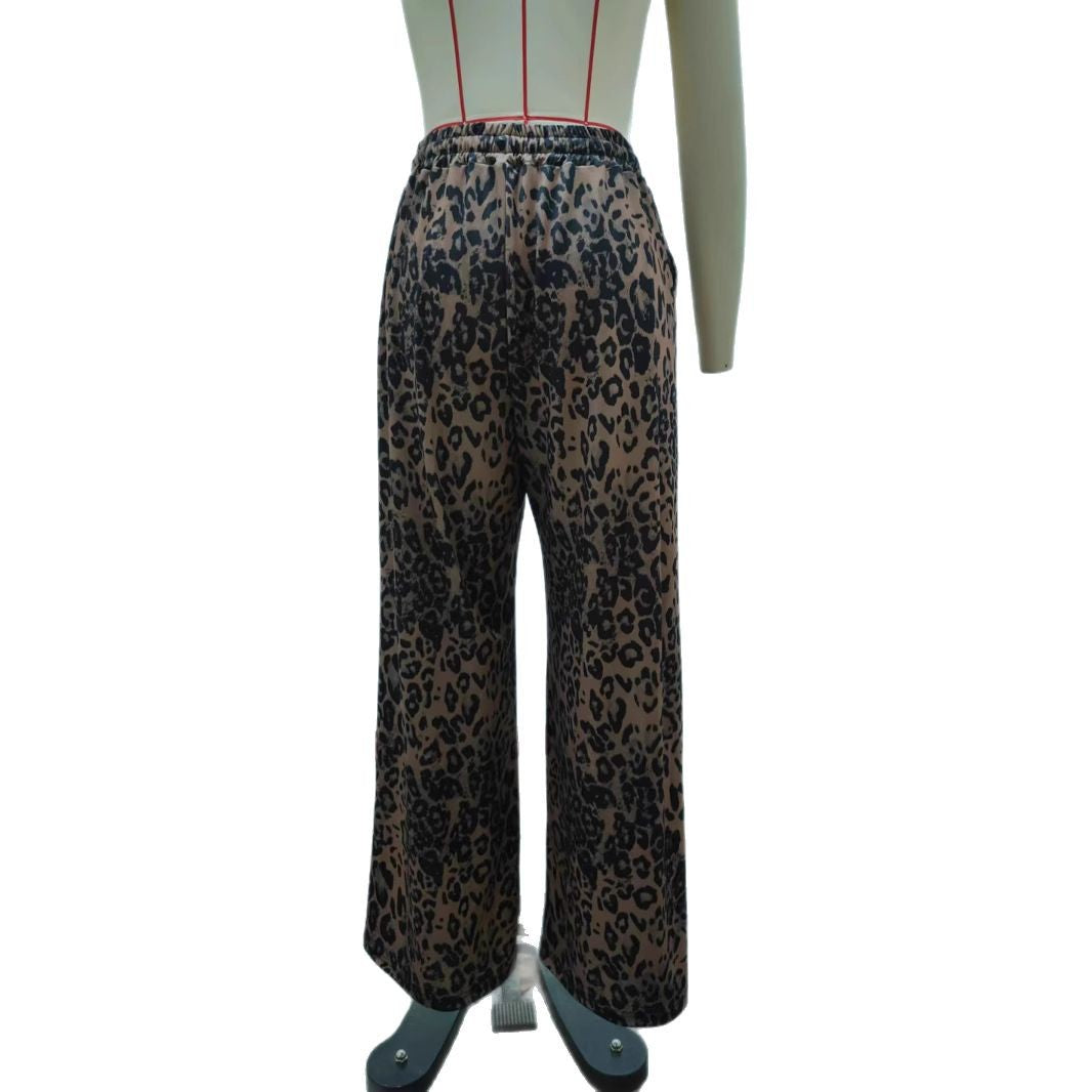 Casual palazzo pants for women with trendy leopard print and high waist Chic und Stil
