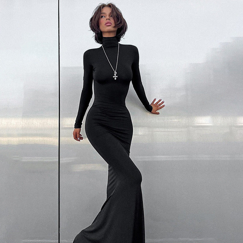 Robe maxi bodycon col montant Chic und Stil