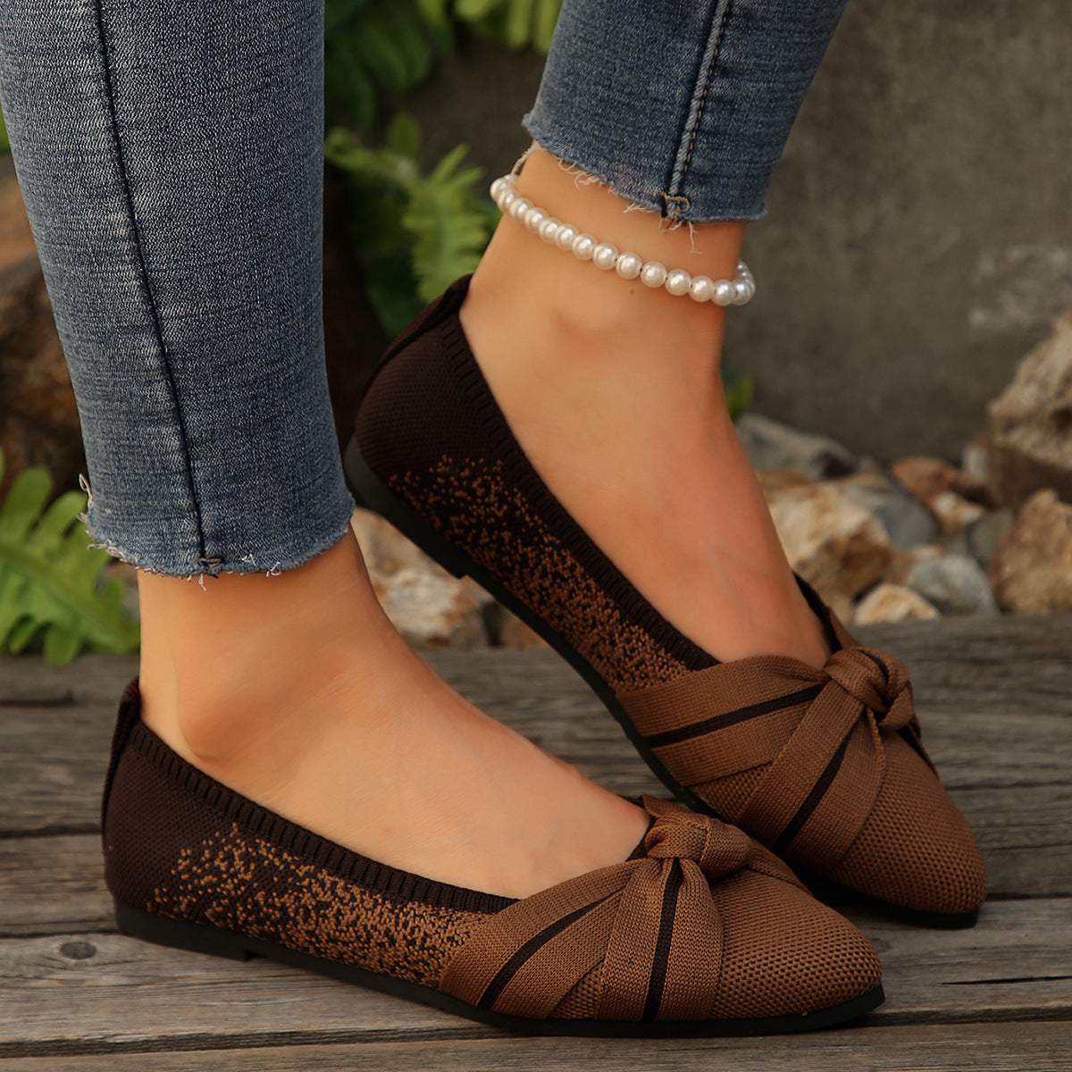 Ballerines élégantes pour femmes avec décoration en nœud et design de chaussure pointue Chic und Stil