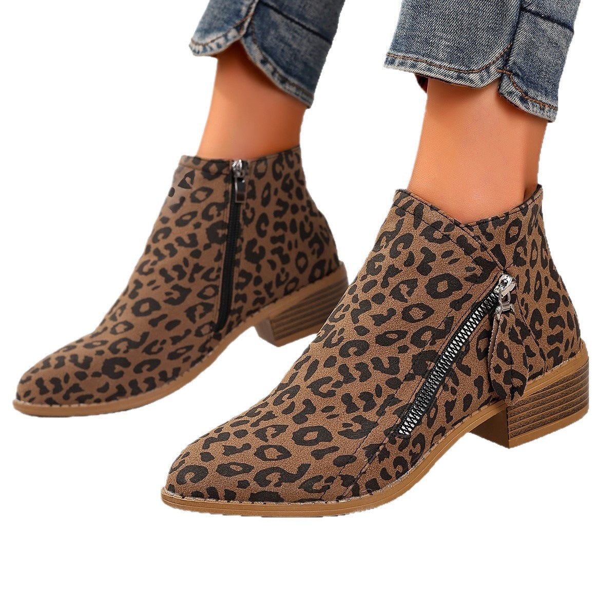 Bottines pour femmes avec un élégant motif léopard et une fermeture éclair élégante Chic und Stil