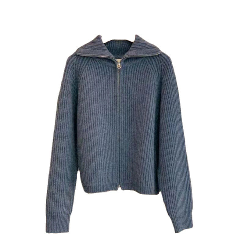 Veste en tricot côtelé zippée pour femmes Chic und Stil