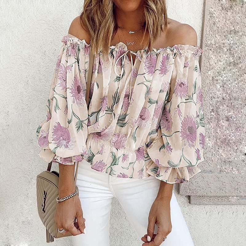 Blouse romantique pour femmes avec motif floral et manches volantées Chic und Stil