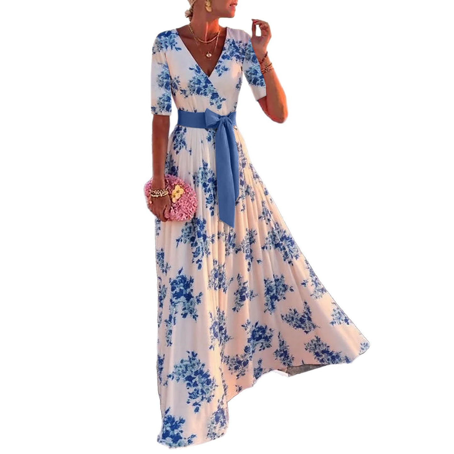 Robe maxi à enroulement floral pour dames Chic und Stil