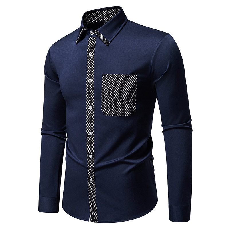 Chemise à manches longues pour hommes avec col contrasté et poche poitrine tendance Chic und Stil