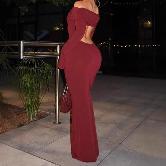 Robe maxi off-shoulder pour femmes avec des détails découpés créatifs et un design cintré Chic und Stil