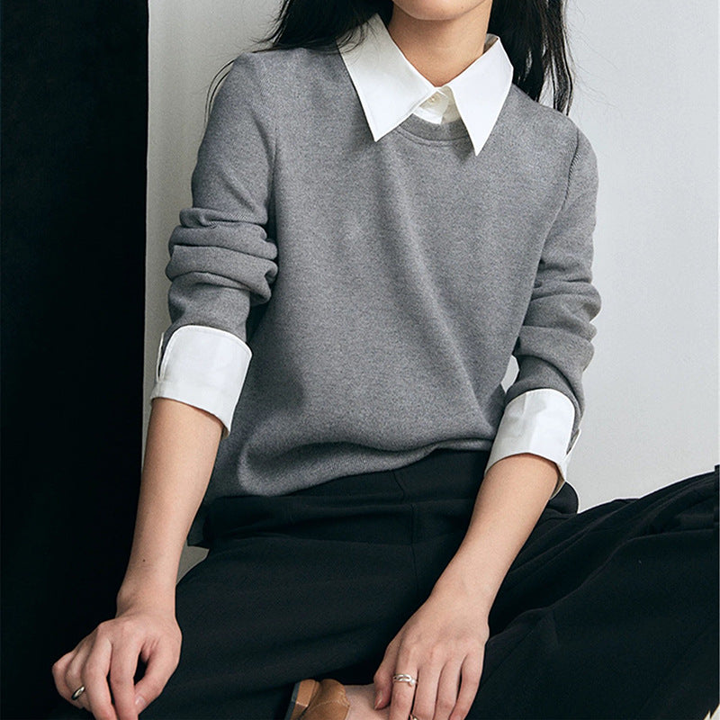 Pull superposé pour femmes avec col contrasté Chic und Stil