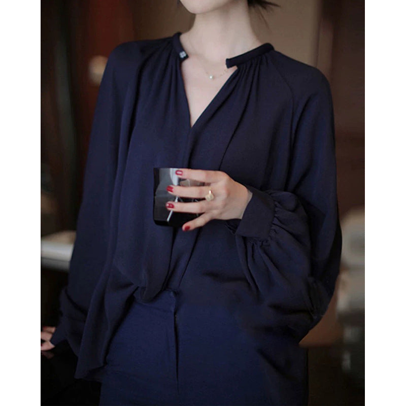 Blouse en chiffon élégante pour femme avec manches bouffantes Chic und Stil