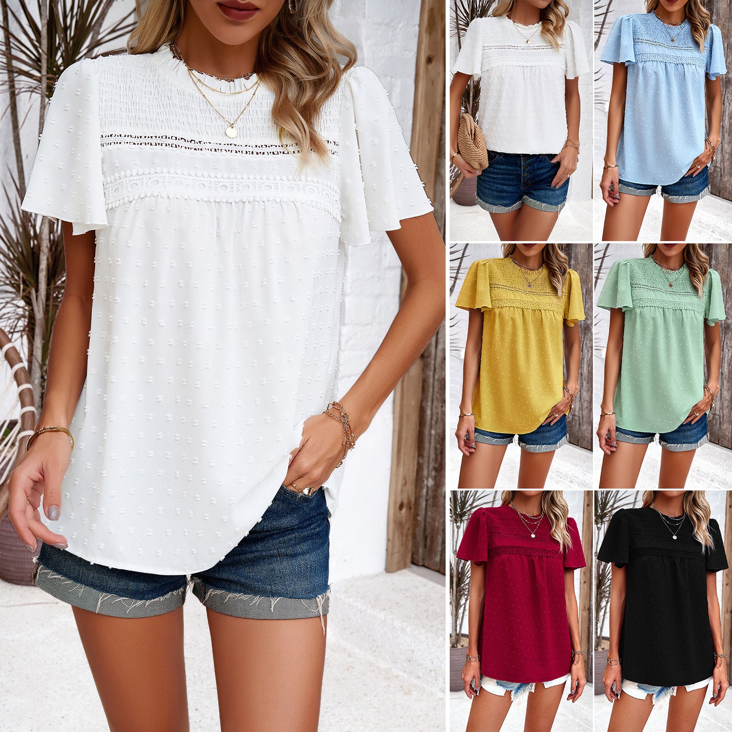 Chemisier léger pour femme avec des détails en volants et une fine texture Chic und Stil