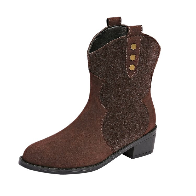Bottes de cowboy à la mode pour femmes avec des détails élégants et un talon bloc robuste Chic und Stil