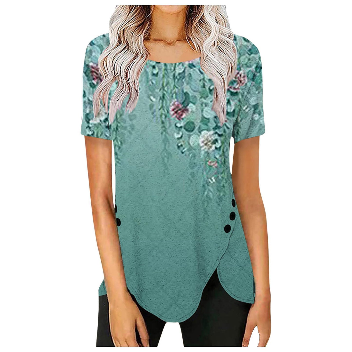 Women's blouse with floral design and asymmetrical hem Chic und Stil