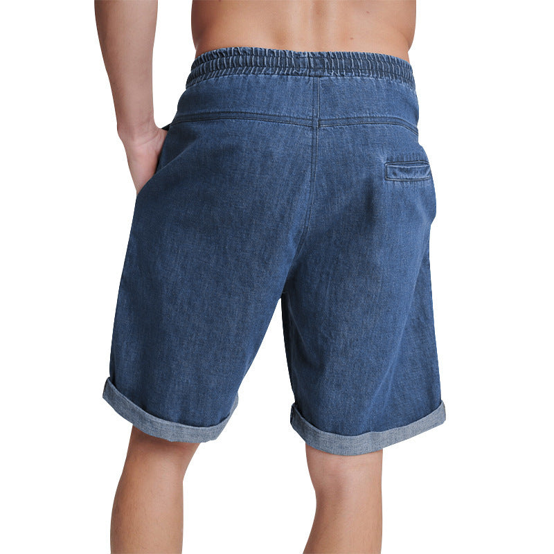 Shorts en denim décontractés pour hommes avec taille élastique et cordon de serrage Chic und Stil
