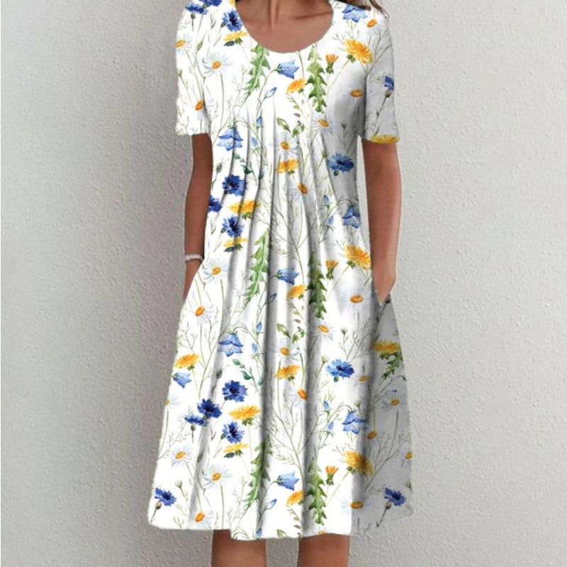 Robe midi femme à fleurs avec design plissé Chic und Stil
