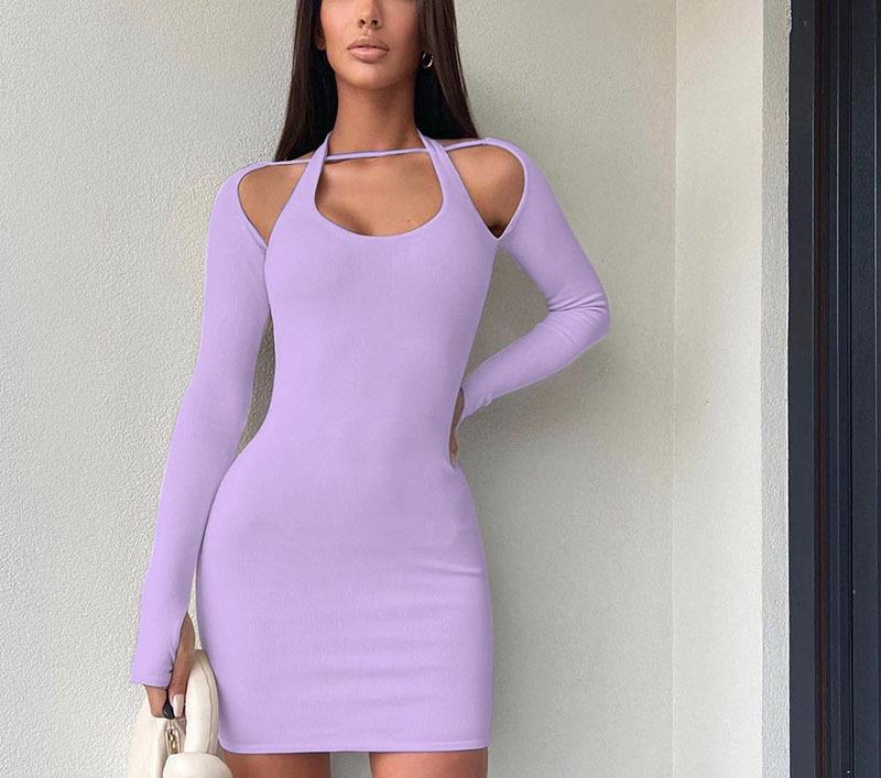 Robe mini à manches longues ouverte d'un côté pour dames Chic und Stil