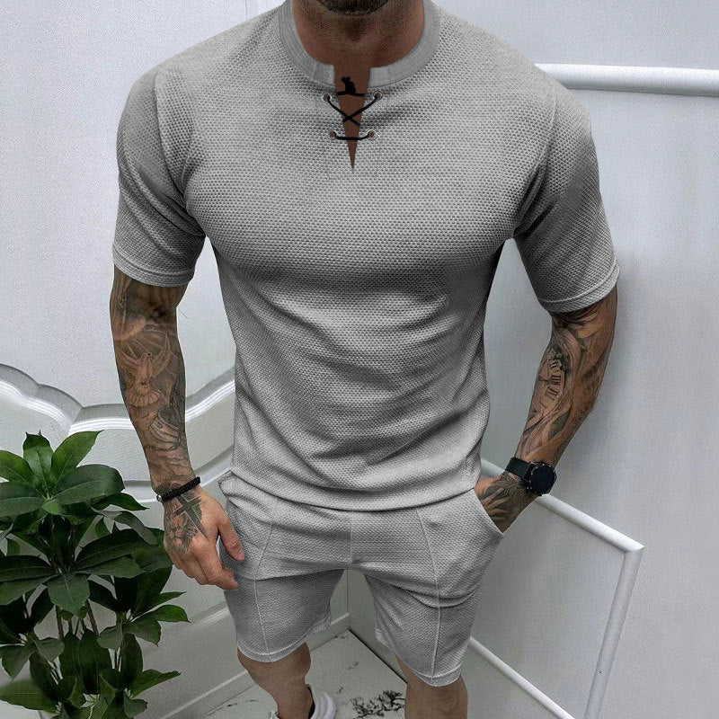 T-shirt court sportif pour hommes avec lacets Chic und Stil