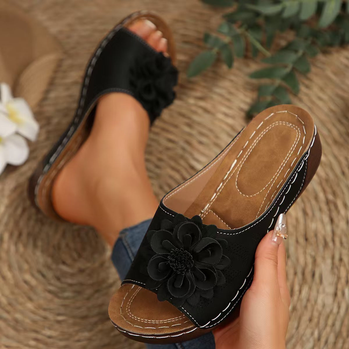 Sandales à glissière fleuries pour femmes Chic und Stil