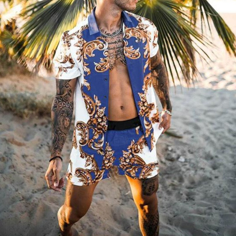 Hommes Ensemble élégant de t-shirt à manches courtes et shorts Chic und Stil