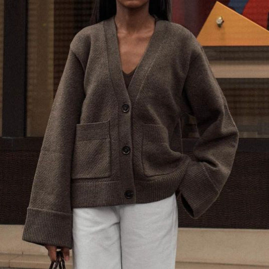 Cardigan féminin en tricot surdimensionné avec poches et décolleté en V Chic und Stil