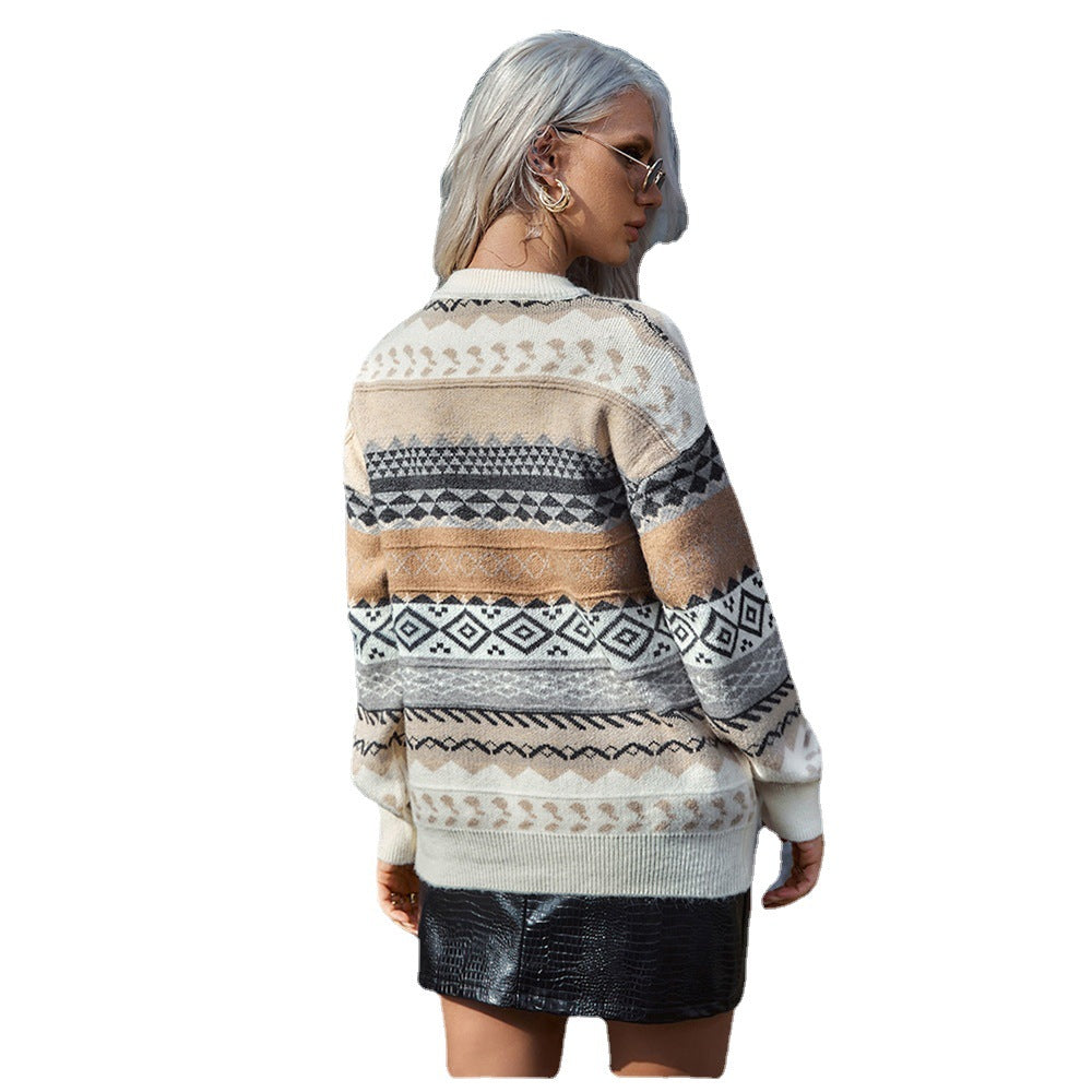 Pull en tricot pour femmes avec motif graphique et coupe décontractée Chic und Stil