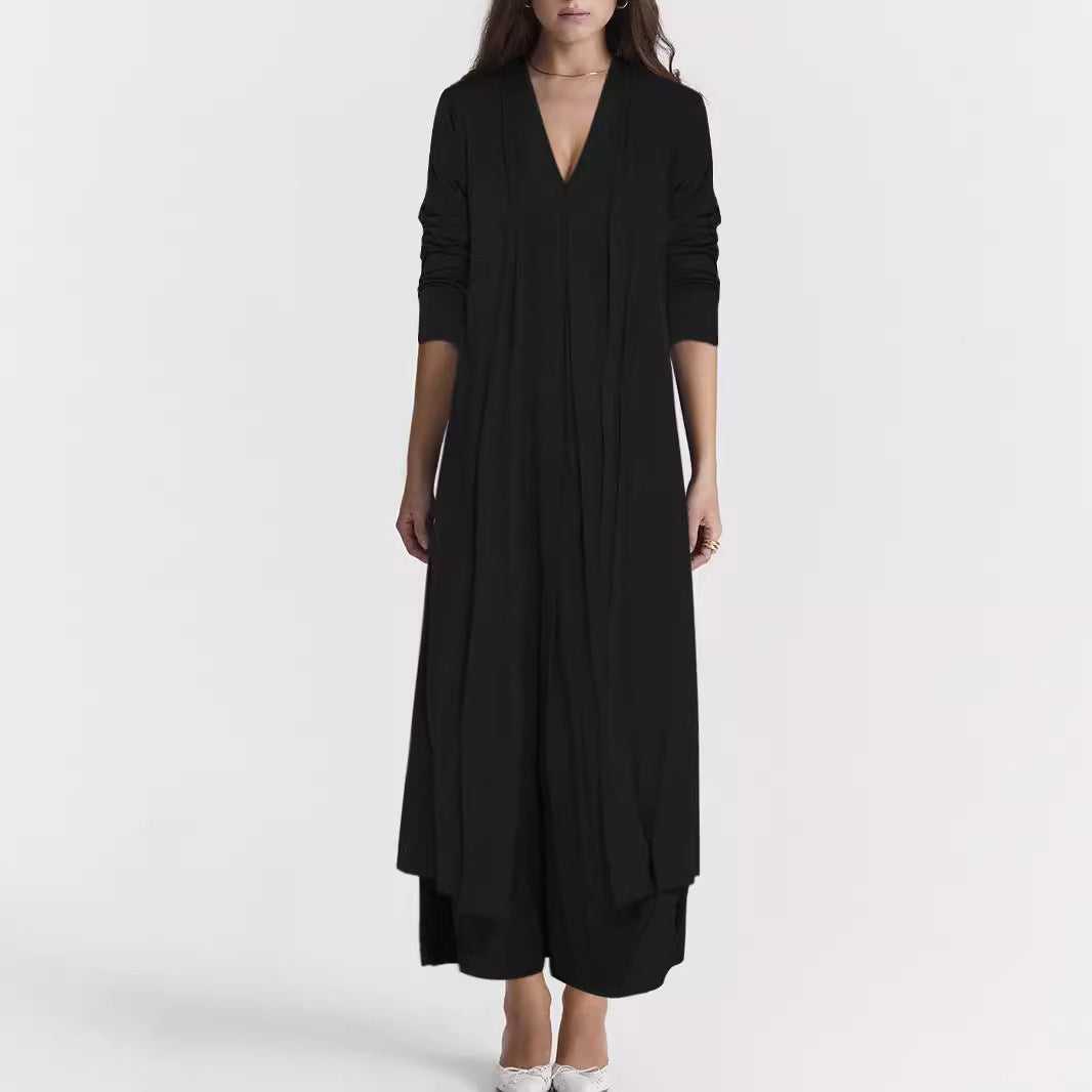 Jupe maxi aérienne pour femmes avec décolleté en V élégant et coupe fluide Chic und Stil