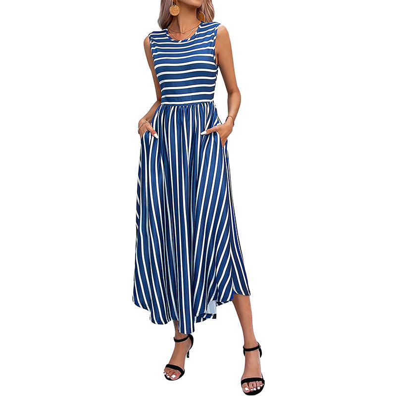 Robe maxi A-line à rayures pour femmes avec une élégance ample Chic und Stil