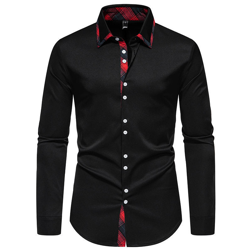 Chemise élégante à manches longues pour hommes avec détails de col à carreaux Chic und Stil