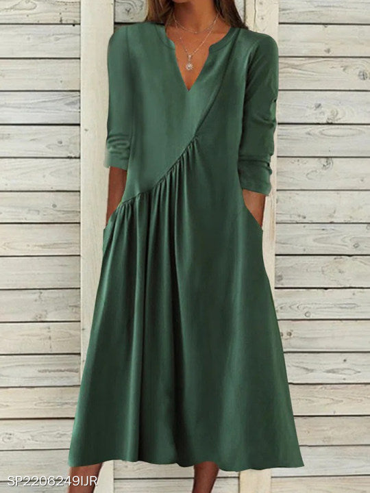 Robe midi femme avec coupe diagonale et poches pratiques Chic und Stil